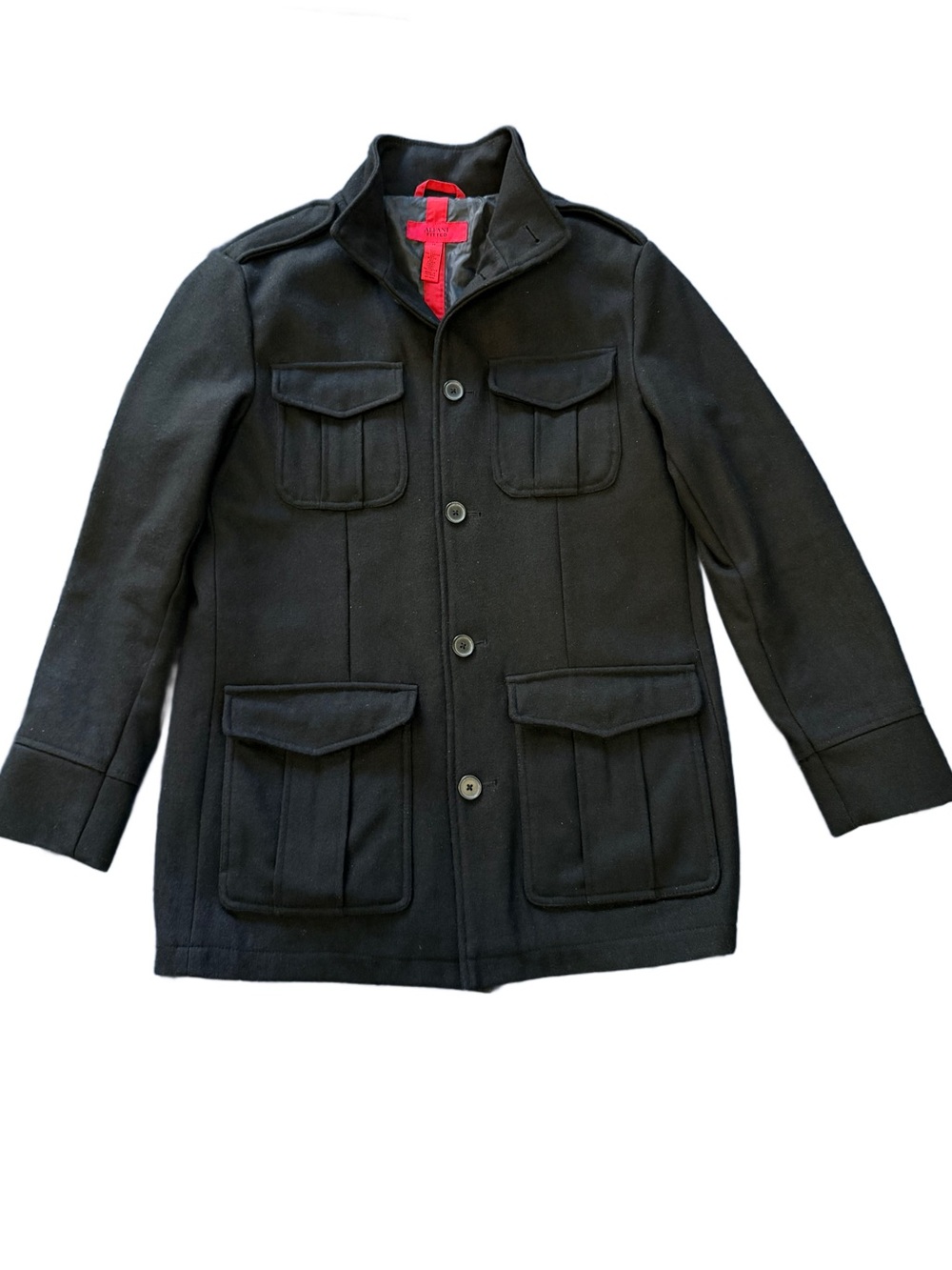 Alfani Fitted Black Wool Blend Military Field Utility Jacket Mens Medium